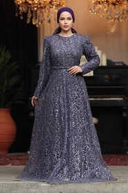 Neva Style - Dark Lila Modest Wedding Dress 23091KLILA - 1