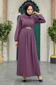  Dark Lila Muslim Long Dress Style 34320KLILA - NEVA STYLE
