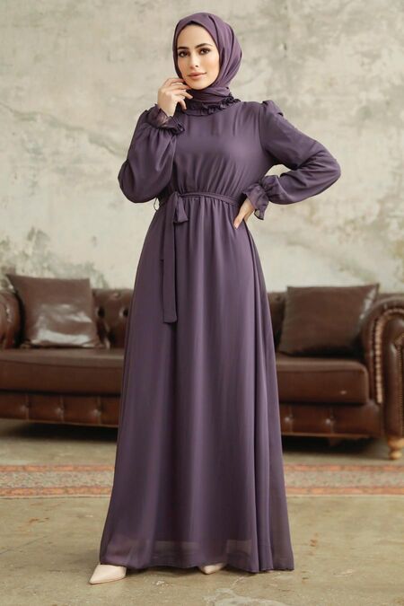  Dark Lila Plus Size Dress 2971KLILA - NEVA STYLE