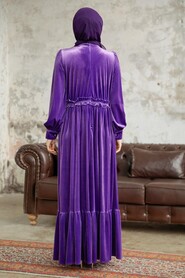  Dark Lila Velvet High Quality Dress 3713KLILA - 3
