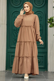 Dark Mink Hijab Turkish Dress 57342KV - 2