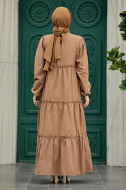  Dark Mink Hijab Turkish Dress 57342KV - 3