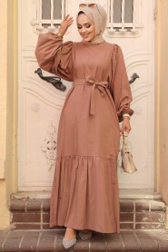  Dark Mink Modest Dress 57350KV - 1