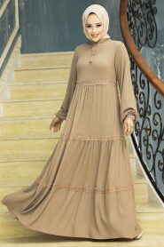  Dark Mink Modest Dress 5842KV - 1