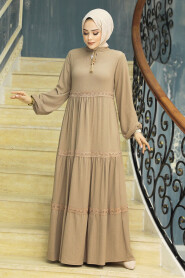  Dark Mink Modest Dress 5842KV - 3