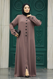  Dark Mink Modest Turkish Abaya 62535KV - 3