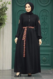  Dark Navy Blue Long Muslim Dress 8858KL - NEVA STYLE