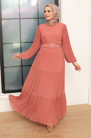  Dark Salmon Pink Hijab For Women Dress 3590KSMN - 2