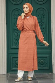 Neva Style - Dark Salmon Pink Hijab Kimono 457KSMN - Thumbnail