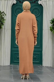 Dark Salmon Pink Knitwear Modest Dress 20161KSMN - 4