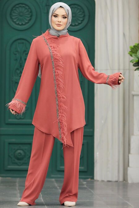  Dark Salmon Pink Modest Dual Suit 40025KSMN - NEVA STYLE