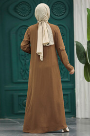 Dark Sunuff Colored Long Turkish Abaya 961KTB - 4