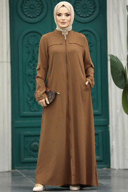  Dark Sunuff Colored Long Turkish Abaya 961KTB - 2
