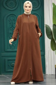  Dark Sunuff Colored Muslim Turkish Abaya 11070KTB - NEVA STYLE