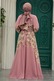  Dusty Rose Hijab Dress 39822GK - 3