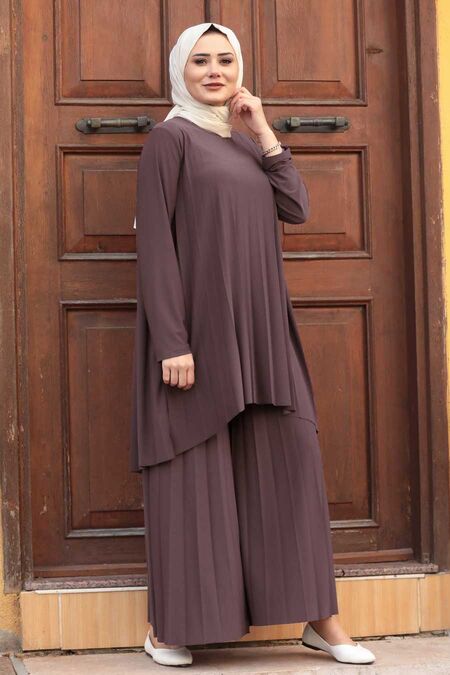  Dusty Rose Hijab Dual Suit Dress 50054GK - NEVA STYLE