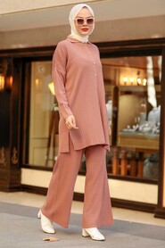  Dusty Rose Hijab Knitwear Dual Dress 33860GK - 2