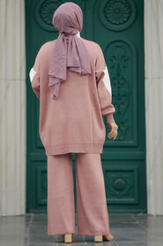 Neva Style - Dusty Rose Hijab Knitwear Dual Suit 3433GK - Thumbnail