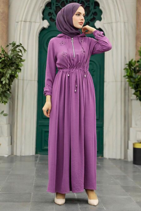  Dusty Rose Hijab Maxi Dress 13260GK - NEVA STYLE