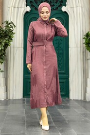  Dusty Rose Hijab Maxi Dress 1447GK - NEVA STYLE