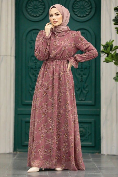  Dusty Rose Hijab Turkish Dress 29712GK - NEVA STYLE