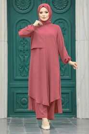  Dusty Rose Islamic Clothing Dual Suit 10701GK - NEVA STYLE