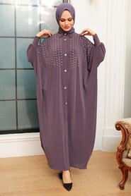  Dusty Rose Islamic Clothing Turkish Abaya 17410GK - NEVA STYLE