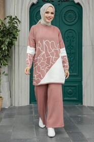  Dusty Rose Knitwear Hijab Dual Suit 6397GK - 2