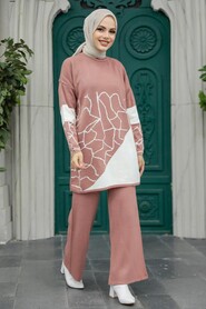  Dusty Rose Knitwear Hijab Dual Suit 6397GK - 1