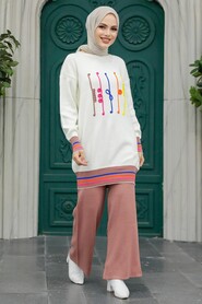  Dusty Rose Knitwear Hijab For Women Dual Suit 6399GK - 1