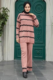  Dusty Rose Knitwear Modest Dual Suit 6396GK - 2