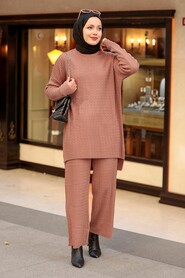 Dusty Rose Knitwear Muslim Dual Suit 33450S - NEVA STYLE