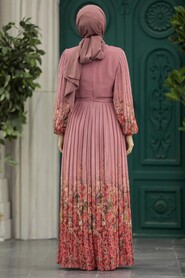  Dusty Rose Long Dress for Muslim Ladies 38402GK - 3