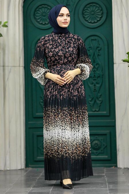  Dusty Rose Long Muslim Dress 38401GK - NEVA STYLE