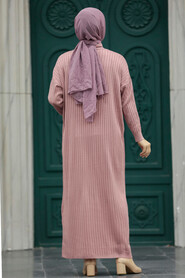  Dusty Rose Long Muslim Knitwear Dress 33671GK - 4