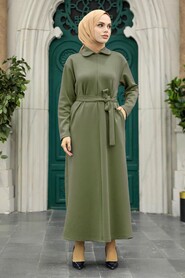  Khaki Long Sleeve Dress 17872HK - NEVA STYLE