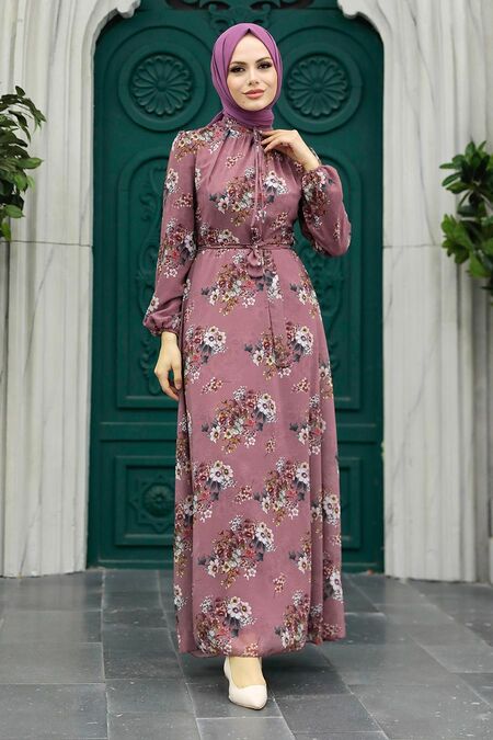  Dusty Rose Long Sleeve Dress 279082GK - NEVA STYLE