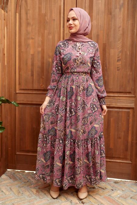  Dusty Rose Muslim Dress 3356GK - NEVA STYLE
