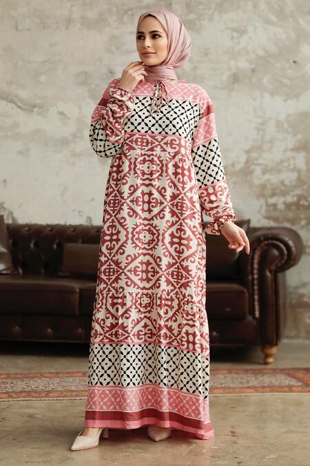  Dusty Rose Muslim Long Dress Style 17511GK - NEVA STYLE