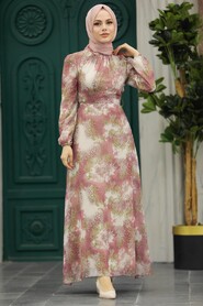  Dusty Rose Muslim Long Dress Style 33560GK - 1