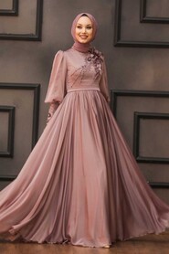  Dusty Rose Turkish Hijab Evening Gown 21960GK - 2