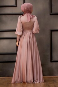  Dusty Rose Turkish Hijab Evening Gown 21960GK - 6
