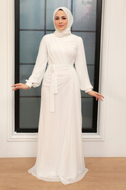 Plus Size Ecru Modest Wedding Dress 5711E - 1
