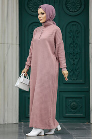 Neva Style - Dusty Rose Women Knitwear Dress 34310GK - Thumbnail