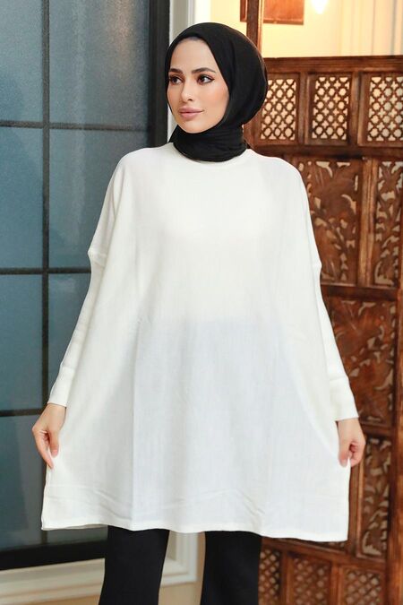  Ecru High Quality Knitwear Tunic 3399E - NEVA STYLE