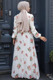  Ecru Hijab For Women Dress 27943E - 3