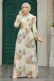  Ecru Hijab Maxi Dress 279323E - 1