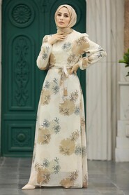  Ecru Hijab Maxi Dress 279323E - 2