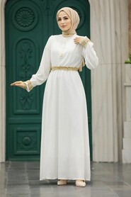  Ecru Hijab Maxi Dress 5852E - 2