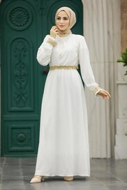  Ecru Hijab Maxi Dress 5852E - 1